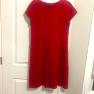 Size 14 red heavy stretchy rayon nylon spandex dress with cap short sleeves